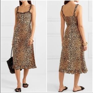 Faithfull the Brand Noemie Leopard-Print Midi Dress size small